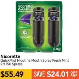 Chempro Nicorette QuickMist Nicotine Mouth Spray Fresh Mint offer