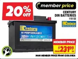 Autobarn Century din batteries offer