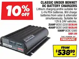 Autobarn Classic under bonnet dc battery chargers offer