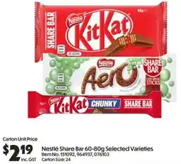 C-Store Distribution Nestlé Share Bar Selected Varieties offer