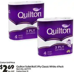 C-Store Distribution Quilton Toilet Roll 3 Ply Classic White offer