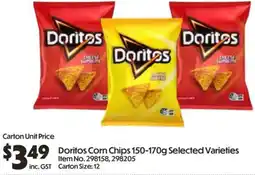 C-Store Distribution Doritos Corn Chips Selected Varieties offer