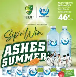 C-Store Distribution Nu Pure Spring Water offer