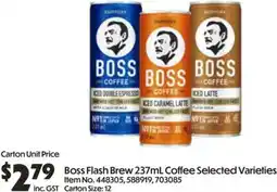 C-Store Distribution Boss Flash Brew Coffee Selected Varieties offer