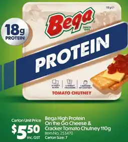 C-Store Distribution Bega High Protein On the Go Cheese & Cracker Tomato Chutney offer