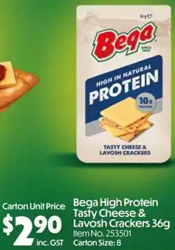 C-Store Distribution Bega High Protein Tasty Cheese & Lavosh Crackers offer