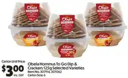 C-Store Distribution Obela Hommus To Go Dip & Crackers Selected Varieties Item offer