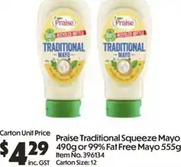 C-Store Distribution Praise Traditional Squeeze Mayo offer