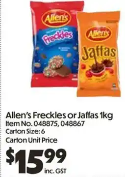 C-Store Distribution Allen's Freckles or Jaffas offer