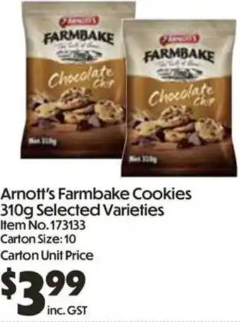 C-Store Distribution Arnott's Farmbake Cookies Selected Varieties offer