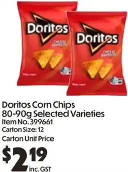 C-Store Distribution Doritos Corn Chips Selected Varieties offer