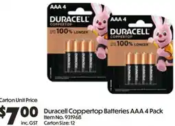 C-Store Distribution Duracell Coppertop Batteries AAA offer