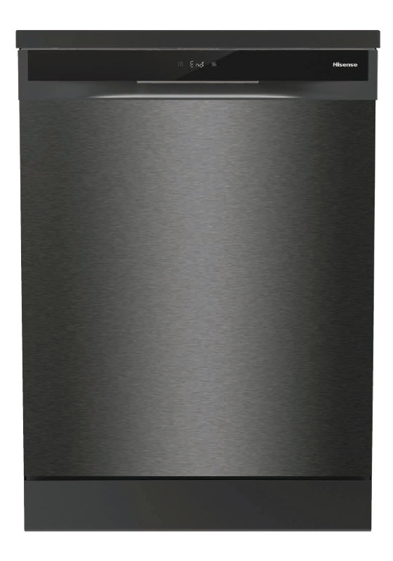 Hisense 60cm freestanding dishwasher black steel offer at The Good Guys