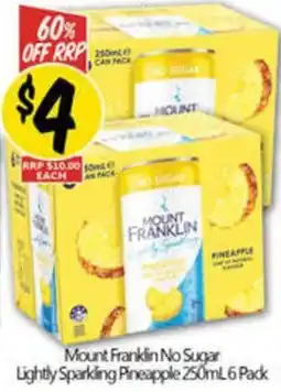 NQR Mount Franklin No Sugar Lightly Sparkling Pineapple offer