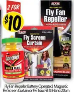 NQR Fly Fan Repeller Battery Operated, Magnetic Fly Screen Curtain or Fly Trap Fill & Hang offer