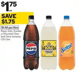 Woolworths Pepsi, solo, sunkist or mountain dew soft drink varieties offer