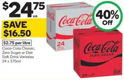 Woolworths Coca-cola classic, zero sugar or diet soft drink varieties offer