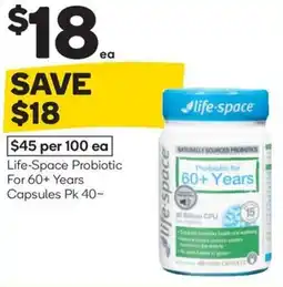 Woolworths Life-space probiotic for 60+ years capsules offer