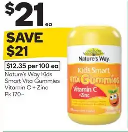 Woolworths Nature's way kids smart vita gummies vita gummies vitamin c + zinc offer
