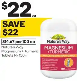 Woolworths Nature's way magnesium + turmeric tablets offer