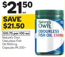 Woolworths Nature's own odourless fish oil capsules offer