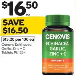Woolworths Cenovis echinacea, garlic, zinc+c tablets offer