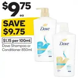 Woolworths Dove Shampoo or Conditioner offer