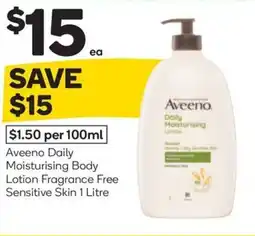 Woolworths Aveeno daily moisturising body lotion fragrance free sensitive skin offer