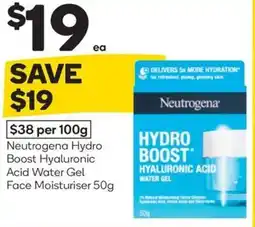 Woolworths Neutrogena hydro boost hyaluronic acid water gel face moisturiser offer