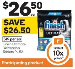 Woolworths Finish ultimate dishwasher tablets offer