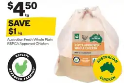Woolworths Australian fresh whole plain chicken offer
