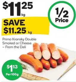 Woolworths Primo kransky double smoked or cheese offer