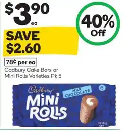 Woolworths Cadbury cake bars or mini rolls varieties offer
