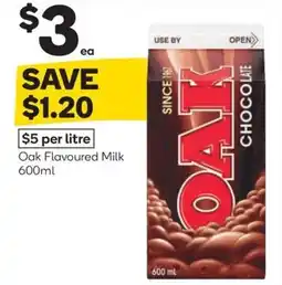 Woolworths Oak flavoured milk offer