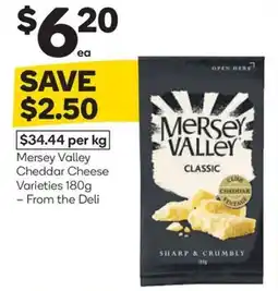 Woolworths Mersey valley cheddar cheese varieties offer
