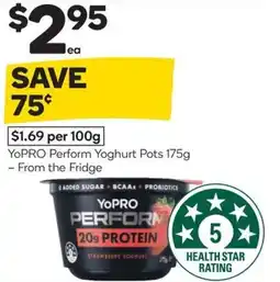 Woolworths Yopro perform yoghurt pots offer