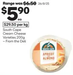 Woolworths South cape cream cheese varieties offer