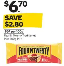 Woolworths Four'n twenty traditional pies offer