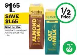 Woolworths Nuttelex unsweetened almond or oat milk offer