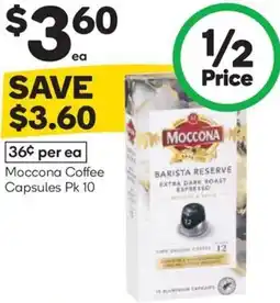 Woolworths Moccona coffee capsules offer