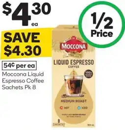 Woolworths Moccona liquid espresso coffee sachets offer