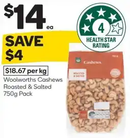 Woolworths Woolworths cashews roasted & salted offer