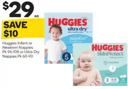 Woolworths Huggies infant or newborn nappies or ultra dry nappies offer