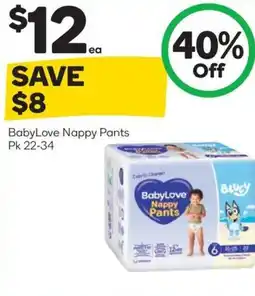 Woolworths Babylove nappy pants offer