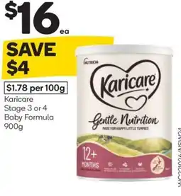Woolworths Karicare stage 3 or 4 baby formula offer