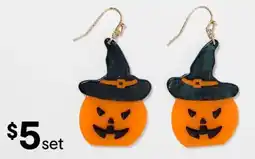 Kmart Halloween Pumpkin Drop Earrings - Orange, Black and Gold Tone offer