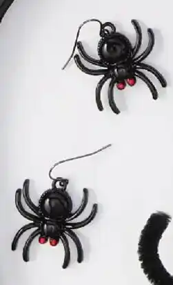 Kmart Halloween Spider Drop Earrings - Silver Tone, Black and Red offer