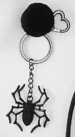 Kmart Spider Bag Charm Keyring - Black and Silver Tone offer