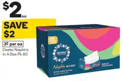 Woolworths Deeko napkins in a box offer