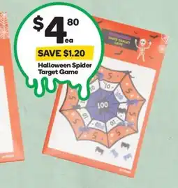 Woolworths Halloween spider target game offer